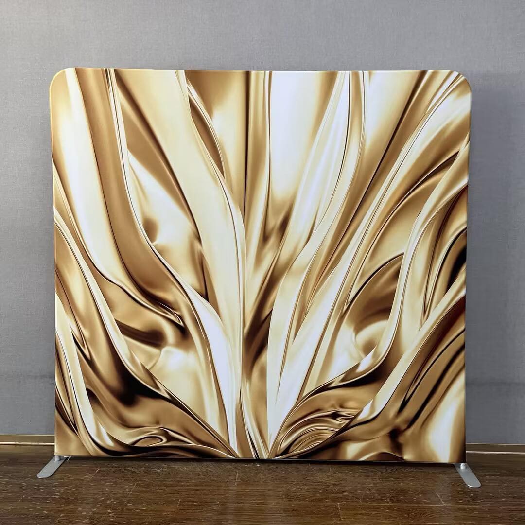 ER gold fabric backdrop